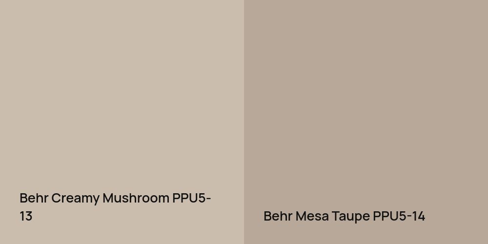 Behr Creamy Mushroom vs. Behr Mesa Taupe