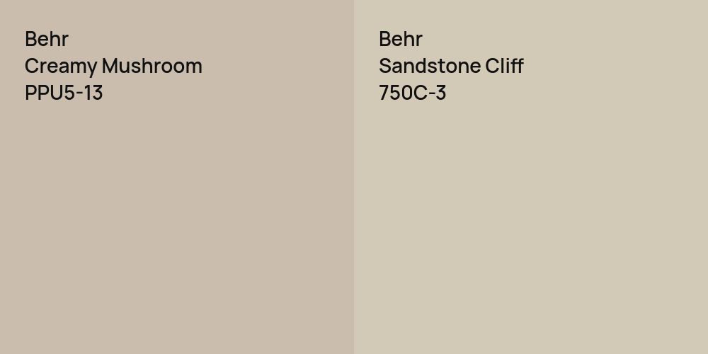 Behr Creamy Mushroom vs. Behr Sandstone Cliff