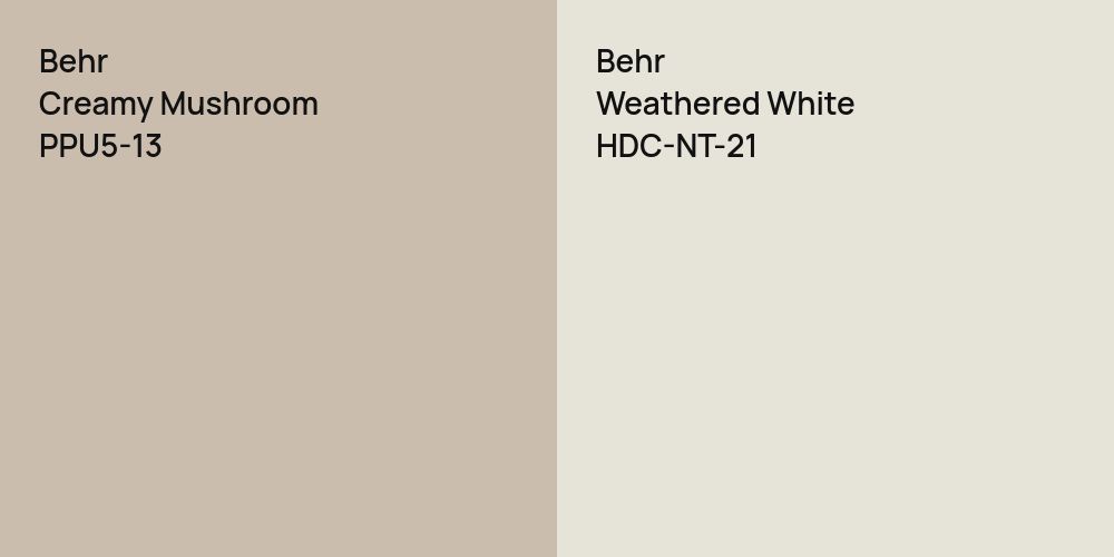 Behr Creamy Mushroom vs. Behr Weathered White