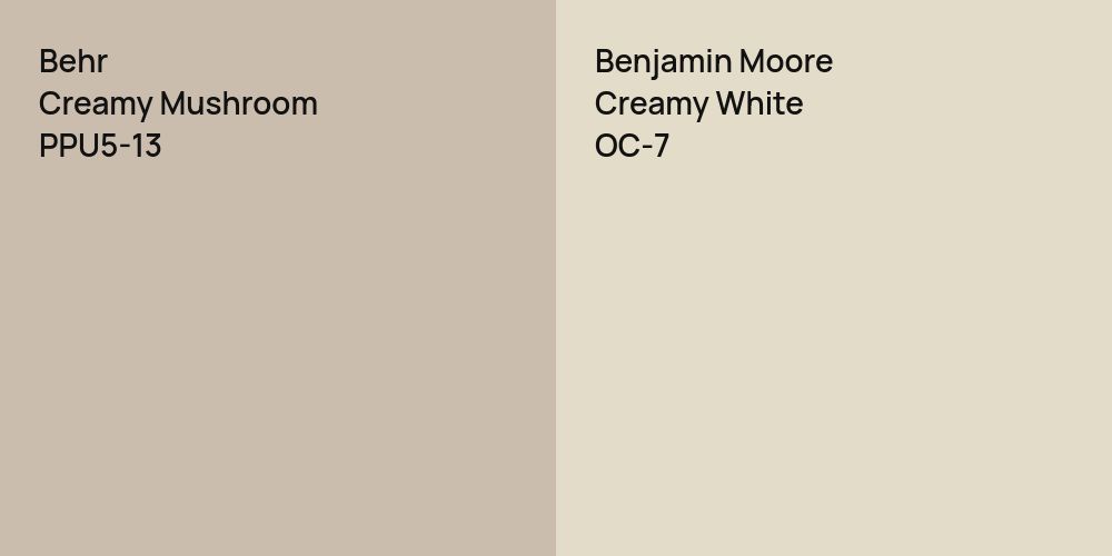 Behr Creamy Mushroom vs. Benjamin Moore Creamy White