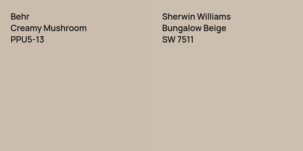 Behr Creamy Mushroom vs. Sherwin Williams Bungalow Beige