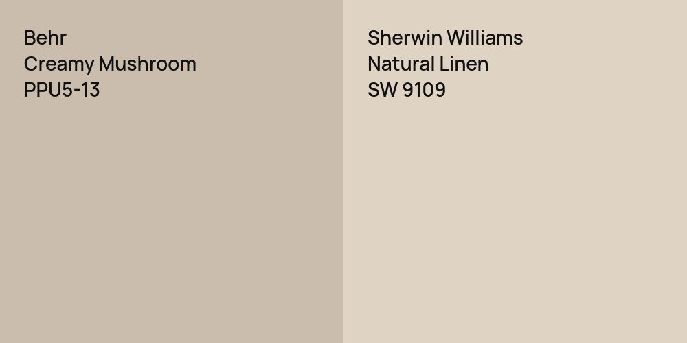 Behr Creamy Mushroom vs. Sherwin Williams Natural Linen