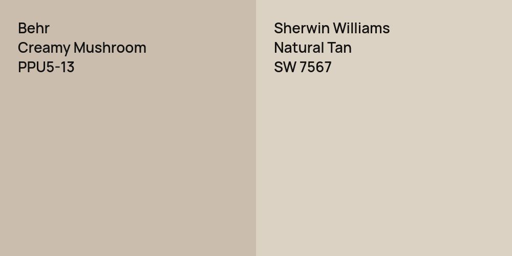 Behr Creamy Mushroom vs. Sherwin Williams Natural Tan