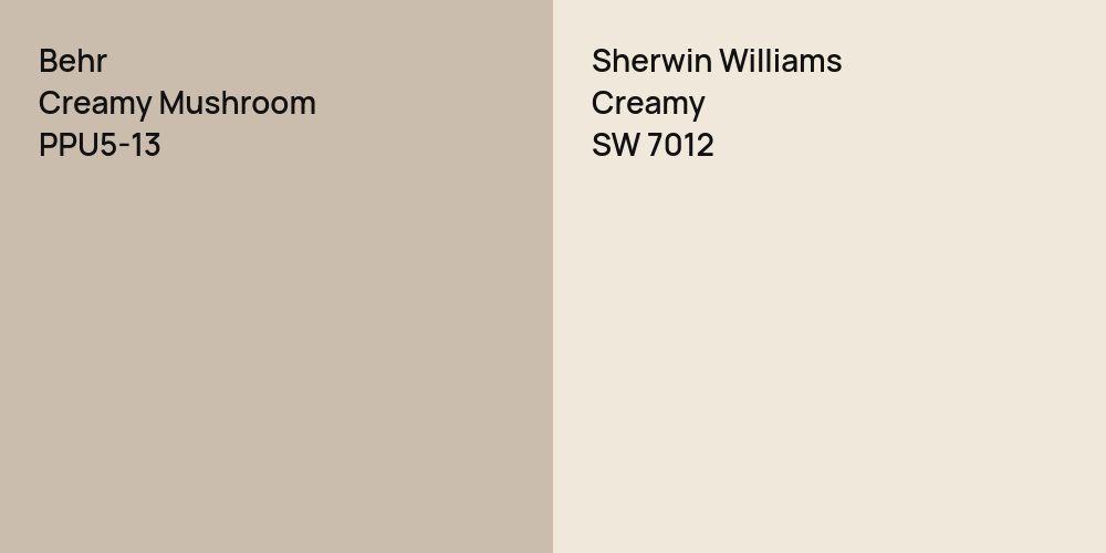 Behr Creamy Mushroom vs. Sherwin Williams Creamy