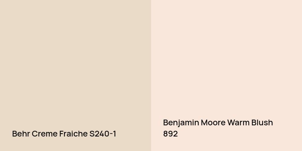 Behr Creme Fraiche vs. Benjamin Moore Warm Blush