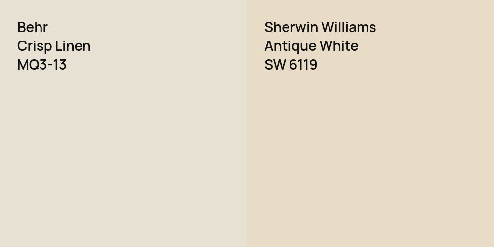 Behr Crisp Linen vs. Sherwin Williams Antique White