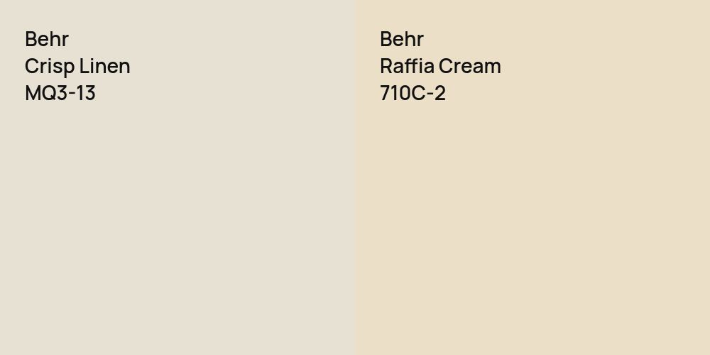 Behr Crisp Linen vs. Behr Raffia Cream