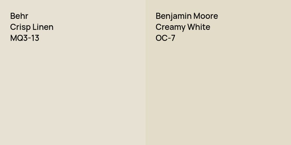 Behr Crisp Linen vs. Benjamin Moore Creamy White