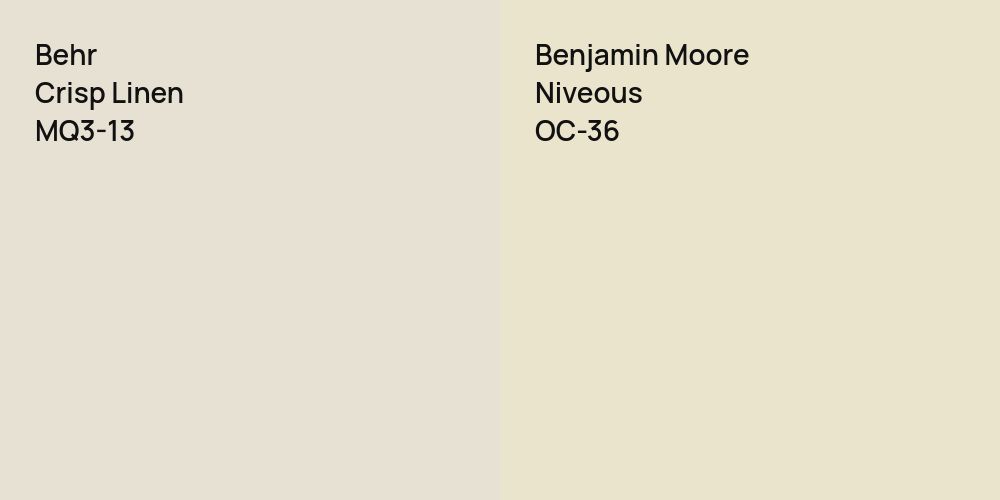 Behr Crisp Linen vs. Benjamin Moore Niveous