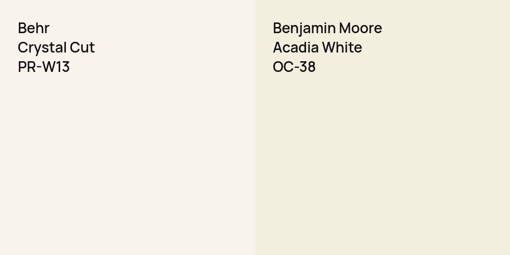 Behr Crystal Cut vs. Benjamin Moore Acadia White