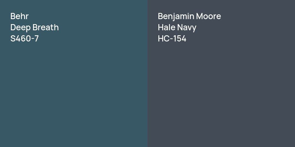 Behr Deep Breath vs. Benjamin Moore Hale Navy