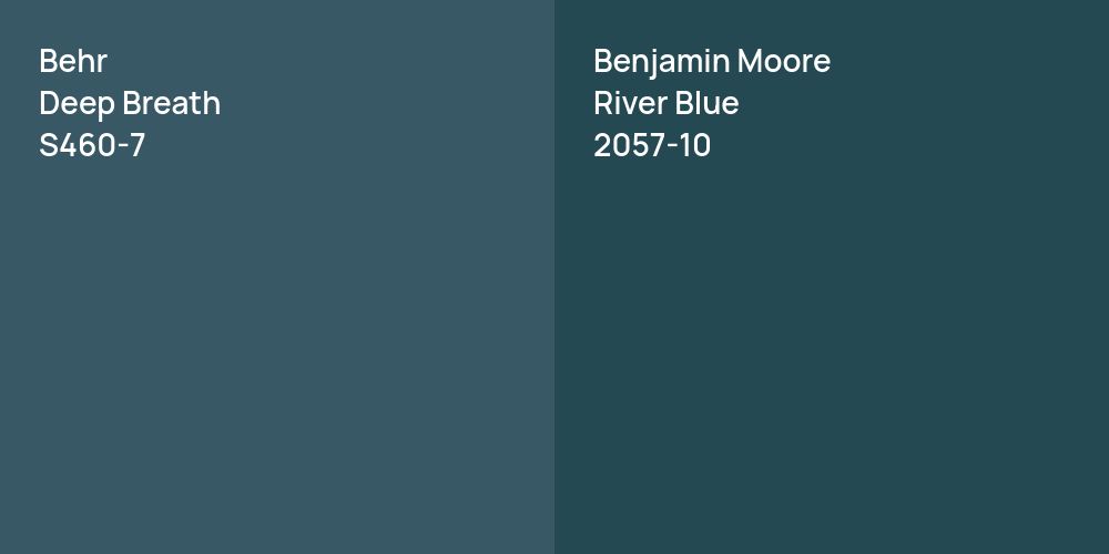 Behr Deep Breath vs. Benjamin Moore River Blue