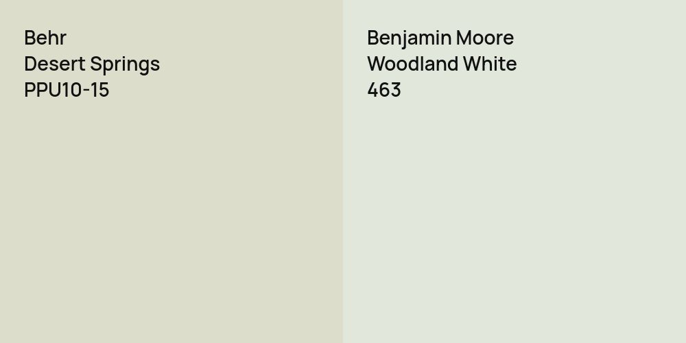 Behr Desert Springs vs. Benjamin Moore Woodland White