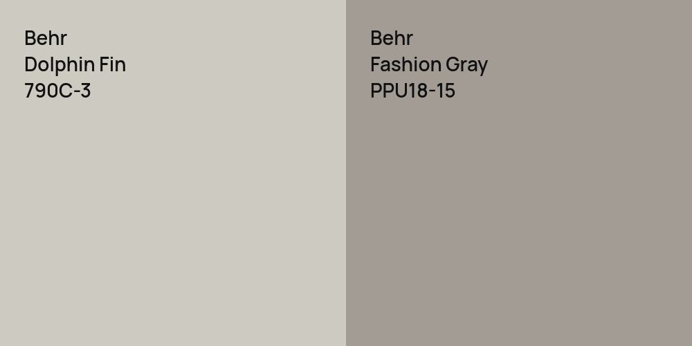 Behr Dolphin Fin vs. Behr Fashion Gray