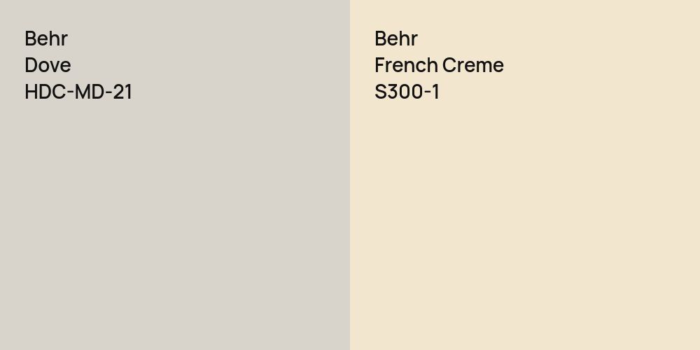 Behr Dove vs. Behr French Creme