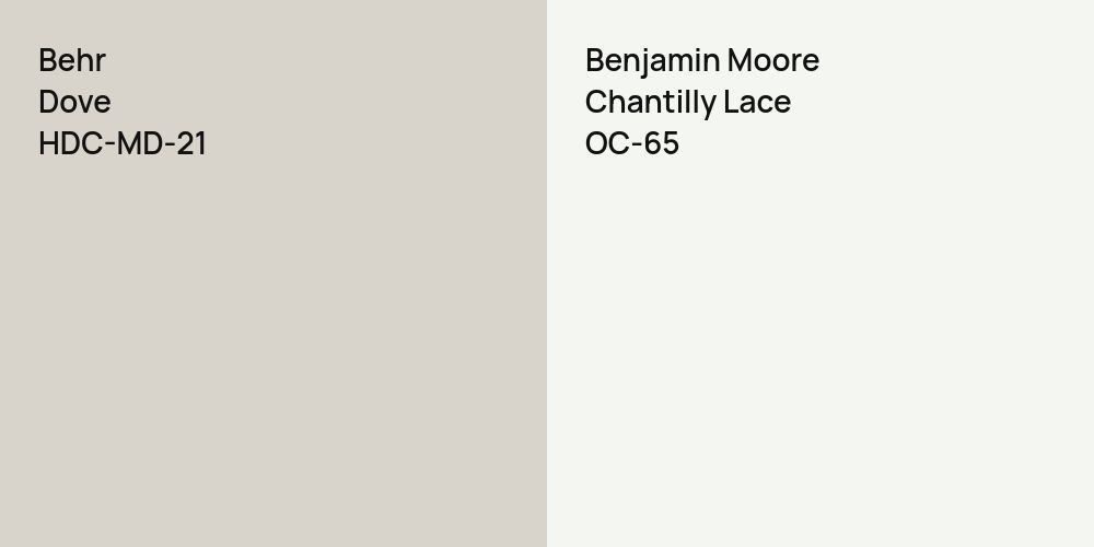 Behr Dove vs. Benjamin Moore Chantilly Lace