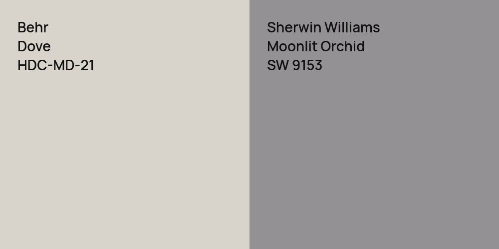 Behr Dove vs. Sherwin Williams Moonlit Orchid