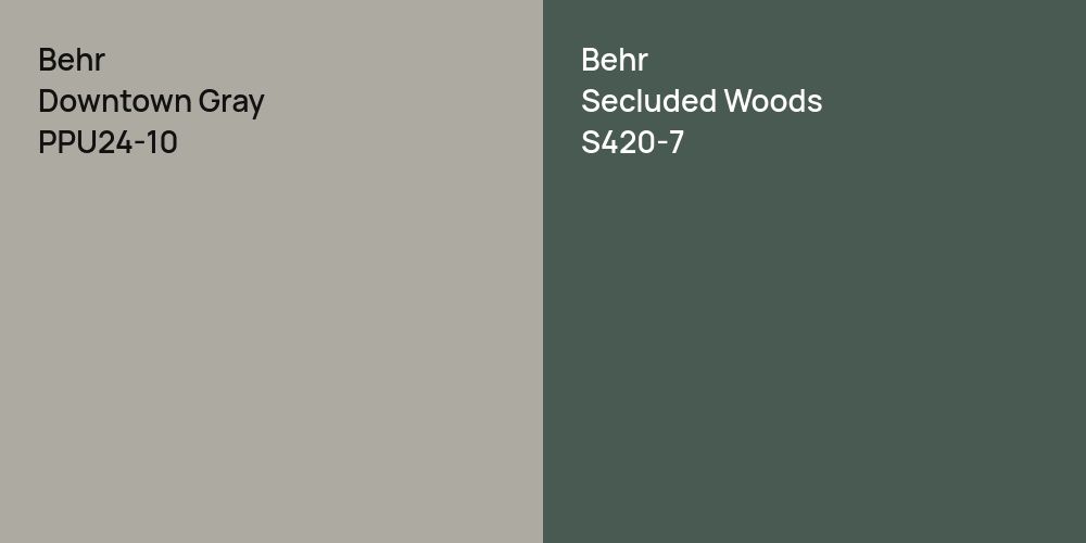 Behr Downtown Gray vs. Behr Secluded Woods