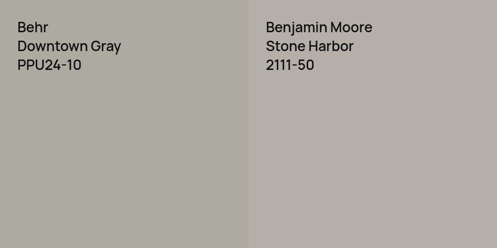 Behr Downtown Gray vs. Benjamin Moore Stone Harbor