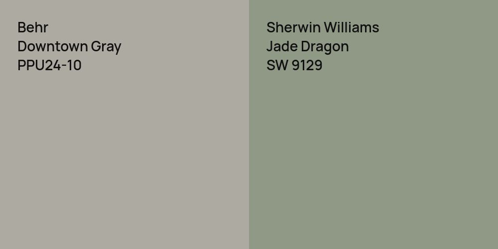 Behr Downtown Gray vs. Sherwin Williams Jade Dragon