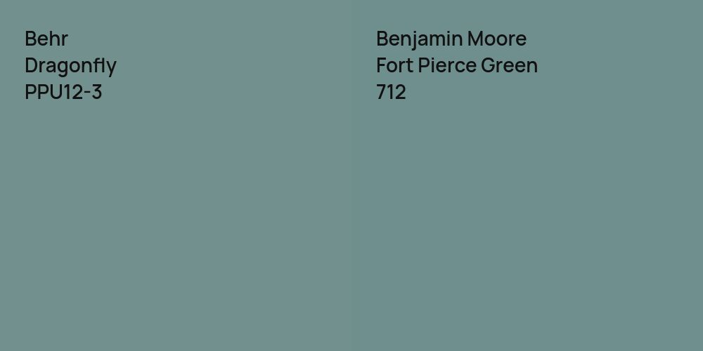 Behr Dragonfly vs. Benjamin Moore Fort Pierce Green