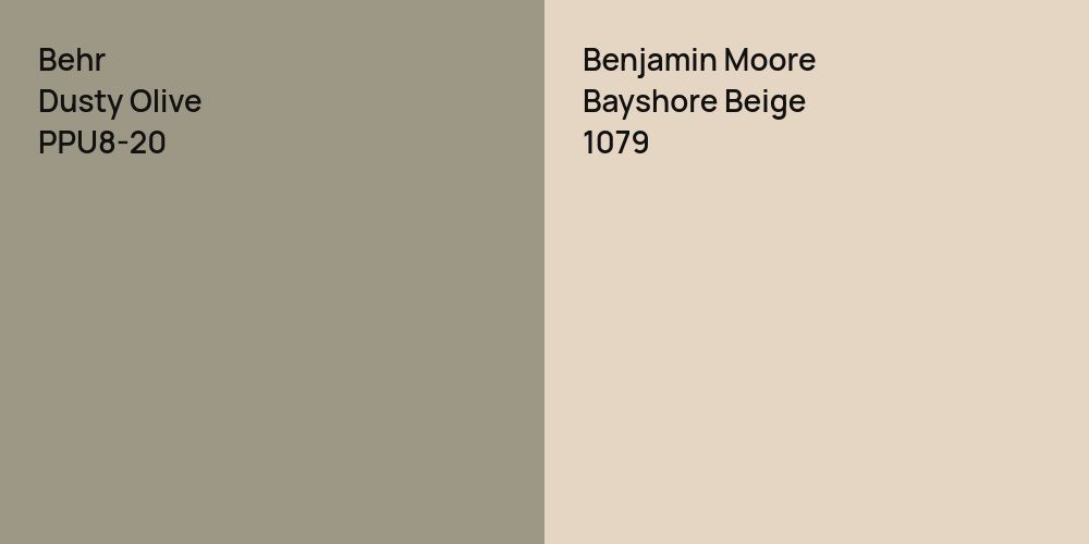 Behr Dusty Olive vs. Benjamin Moore Bayshore Beige