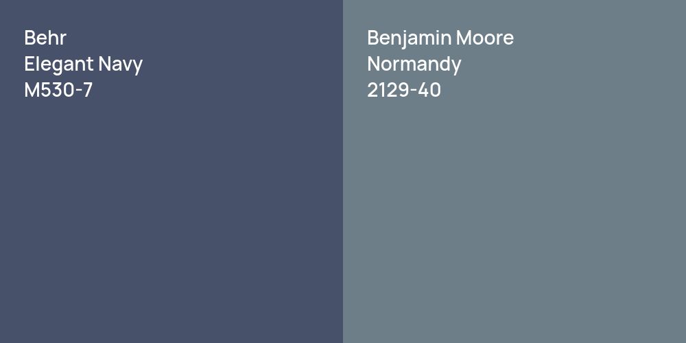 Behr Elegant Navy vs. Benjamin Moore Normandy