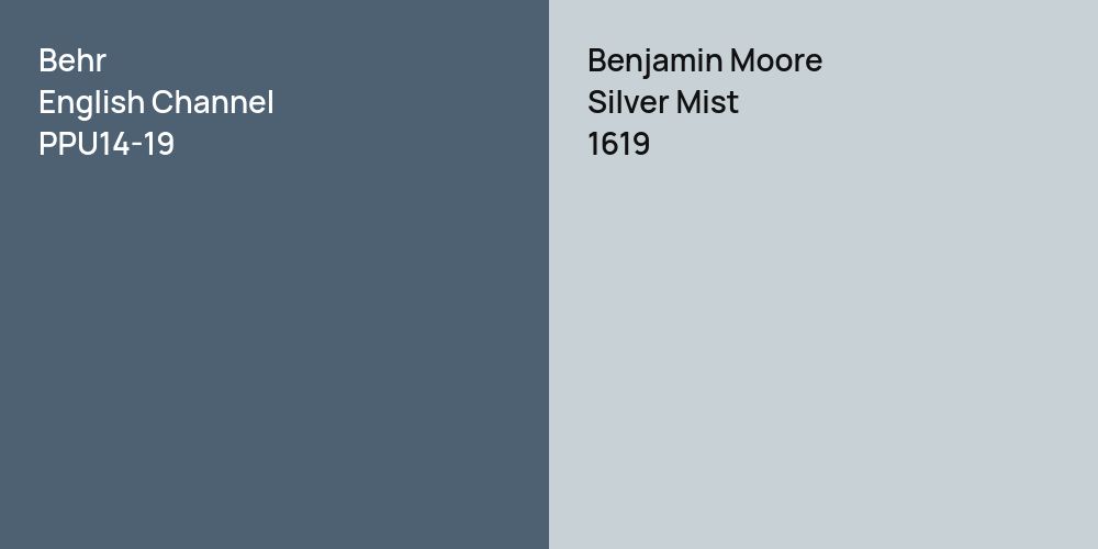 Behr English Channel vs. Benjamin Moore Silver Mist