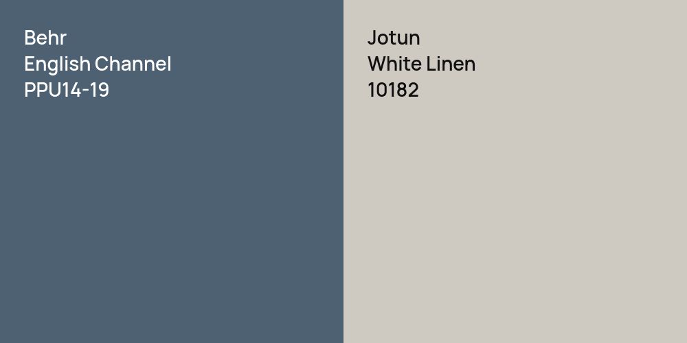 Behr English Channel vs. Jotun White Linen