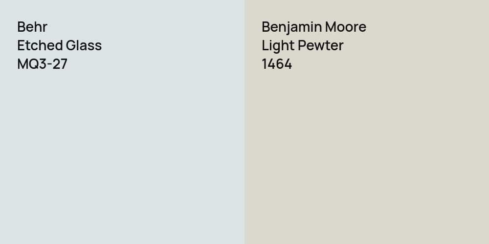 Behr Etched Glass vs. Benjamin Moore Light Pewter