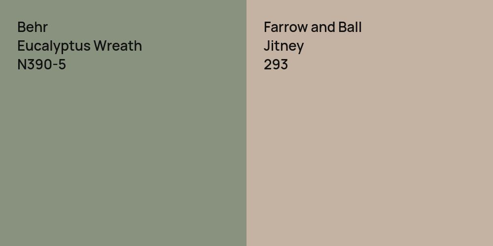 Behr Eucalyptus Wreath vs. Farrow and Ball Jitney