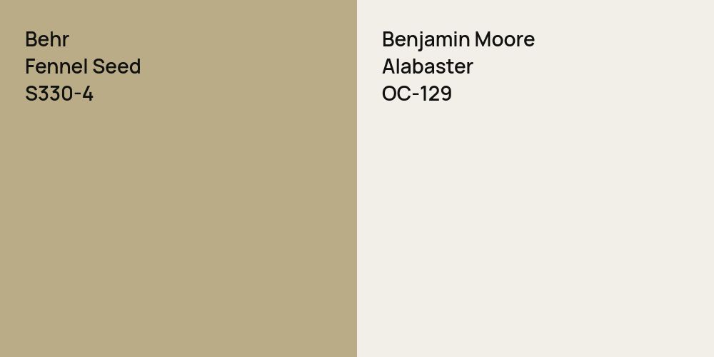 Behr Fennel Seed vs. Benjamin Moore Alabaster