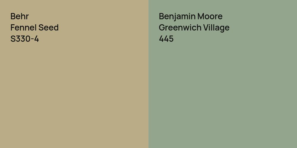 Behr Fennel Seed vs. Benjamin Moore Greenwich Village