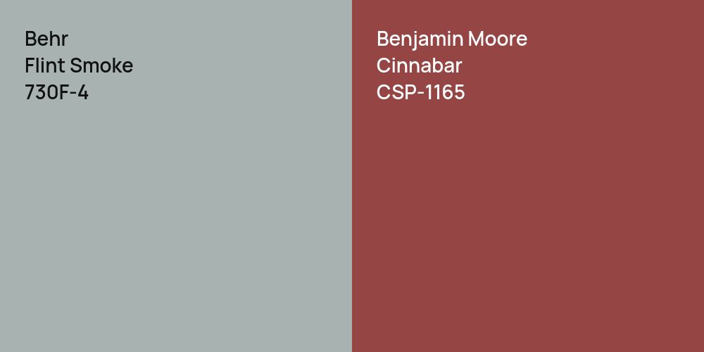 Behr Flint Smoke vs. Benjamin Moore Cinnabar