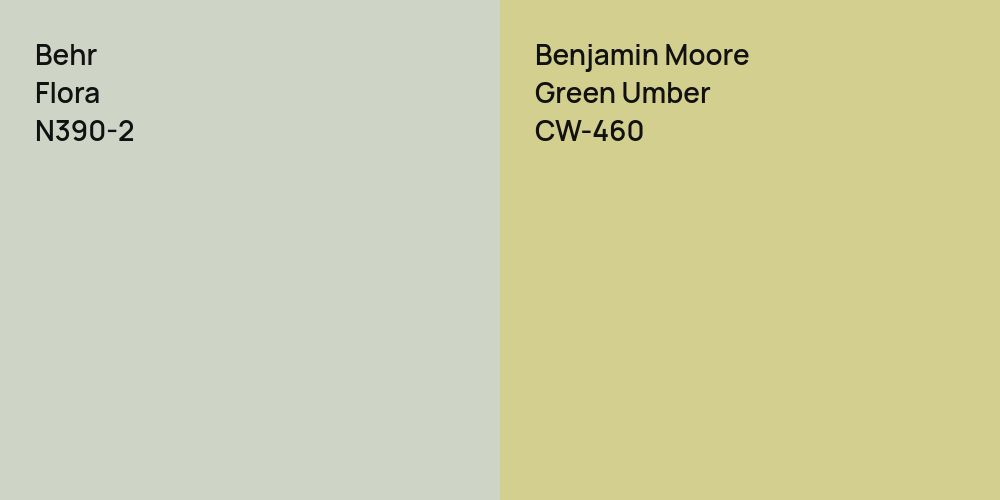 Behr Flora vs. Benjamin Moore Green Umber