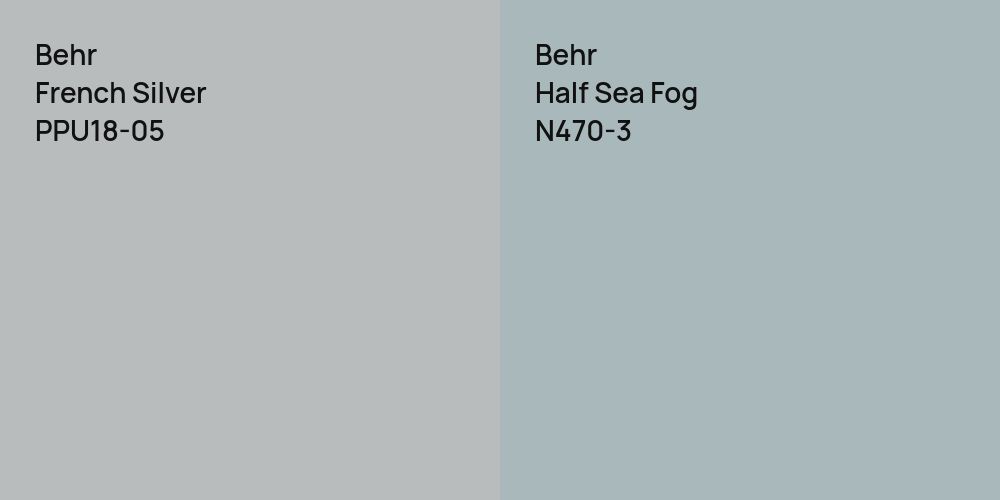 Behr French Silver vs. Behr Half Sea Fog