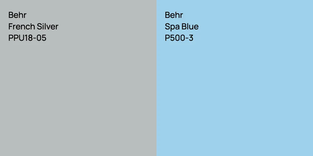 Behr French Silver vs. Behr Spa Blue