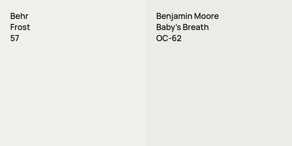 Behr Frost vs. Benjamin Moore Baby's Breath