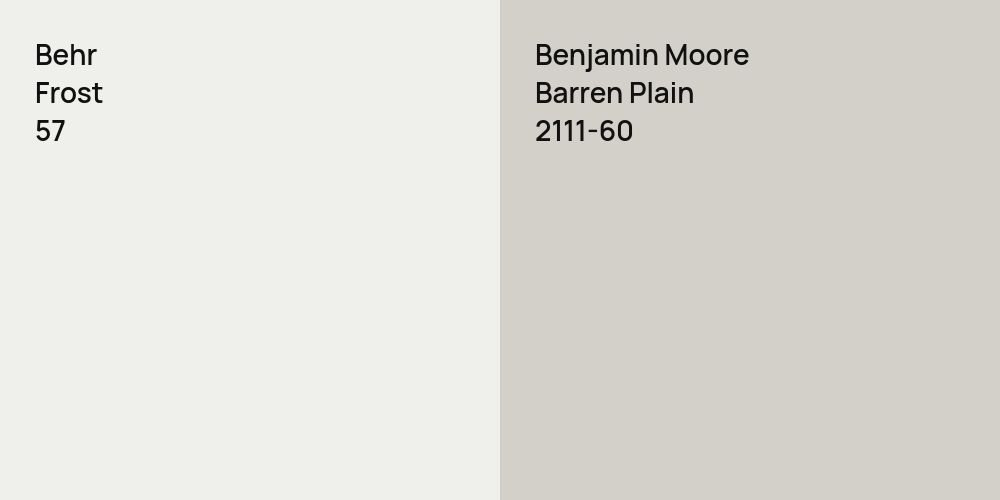 Behr Frost vs. Benjamin Moore Barren Plain