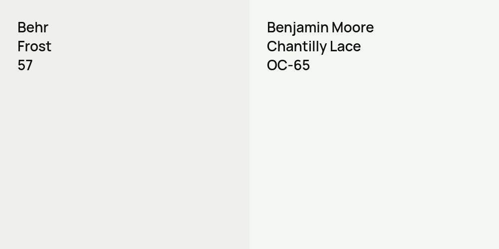 Behr Frost vs. Benjamin Moore Chantilly Lace