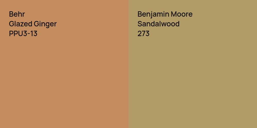 Behr Glazed Ginger vs. Benjamin Moore Sandalwood