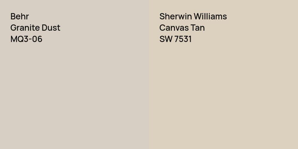 Behr Granite Dust vs. Sherwin Williams Canvas Tan