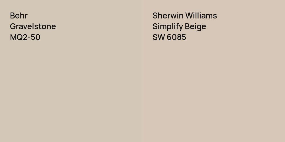 Behr Gravelstone vs. Sherwin Williams Simplify Beige