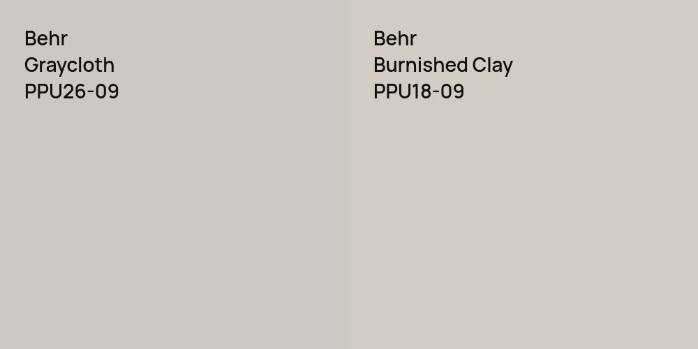 Behr Graycloth vs. Behr Burnished Clay