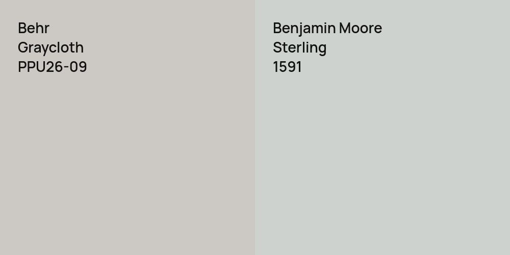 Behr Graycloth vs. Benjamin Moore Sterling