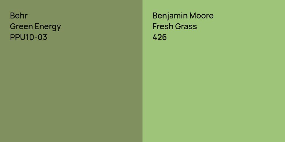 Behr Green Energy vs. Benjamin Moore Fresh Grass