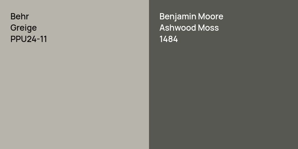 Behr Greige vs. Benjamin Moore Ashwood Moss