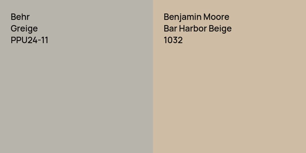 Behr Greige vs. Benjamin Moore Bar Harbor Beige