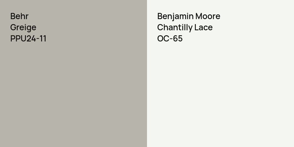 Behr Greige vs. Benjamin Moore Chantilly Lace