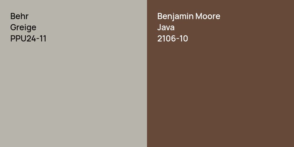 Behr Greige vs. Benjamin Moore Java